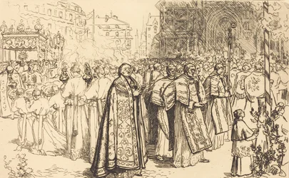 Processionens tilbagevenden til Nante-katedralen Rentree de la Procession a la Cathedral de Nantes, 190