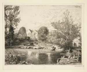 Vieille passerelle, bords du petit Morin (gammel gangbro, bredden af den lille Morin)