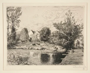 Vieille passerelle, bords du petit Morin (gammel gangbro, bredden af den lille Morin)