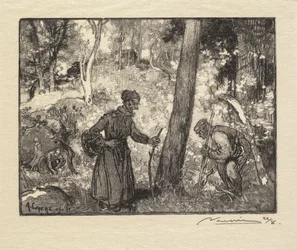 Fontainebleau Forest: Svampejægere ved Rocher Bernard La Forêt de Fontainebleau..., 1890.