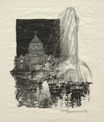 Lysende springvand.