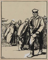 Marts af en gruppe tyske fanger, 1914.