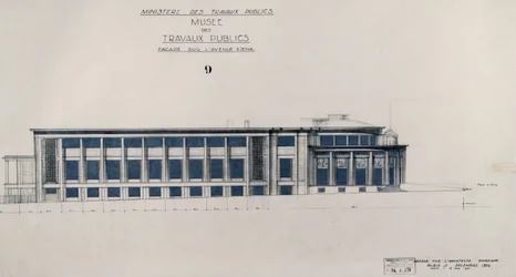 Projekt for Musee des Travaux Publiques, facade, Avenue d