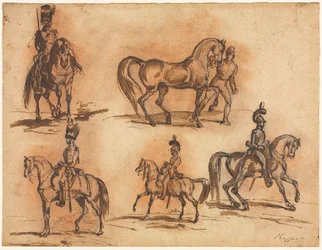 Fem Equestrian Studies: Cavalrymen, midten af det 19. århundrede.
