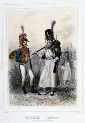 Musiker og sapper fra Grenadiers-à-Pied, 1859.