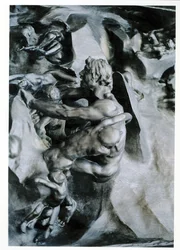 Helvedesporten, detalje af Ugolino og hans sønner, venstre midterpanel, bronze fra ca. 1887