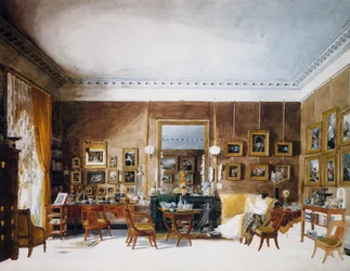 Hertuginde af Berrys stue i Tuileries, akvarel af Garnerey Auguste (1785-1824), Frankrig