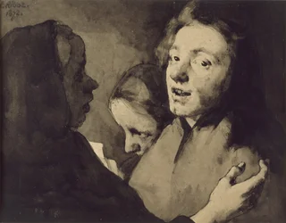 Samtalestykke: Three Heads, 1872 (sort blækvask på papir)