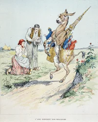 Æslet, der bærer relikvier i "" Fables de La Fontaine, ill. af Auguste Vimar (1851-1916), Tours, at A, Mame & Fils