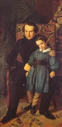 Victor Hugo (1802-85) og hans søn, Francois-Victor, 1836