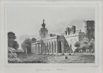 Udsigt over det gotiske galleri i Wilanów-paladset, 1840