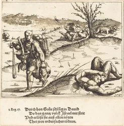 David halshugger Goliat, 1547.