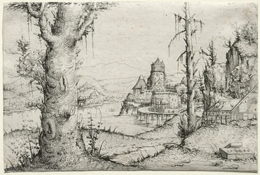 Flodlandskab med stort træ til venstre, 1546.