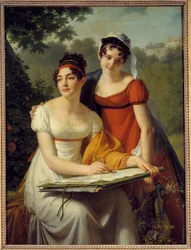 Portræt af damerne Duval. Maleri af Jacques Augustin Catherine (Jacques-Augustin-Catherine) Pajou (1766-1828)