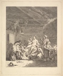 Efter bryllupsnatten skal lagnerne fremvises. Fra Voyage en Sibérie, 1767