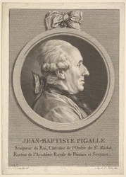 Portræt af Jean-Baptiste Pigalle, 1782.