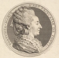 Tryk af en portrætmedalje af Fortunée-Marie dEst, prinsesse af Conti, 1781.