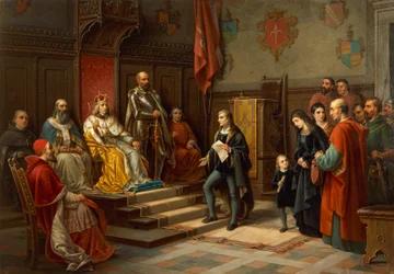 Frederik III, der bliver presset til at marchere mod tyrkere af Trieste-digteren Raffaele Zovenzoni, af Augusto Tominz (1818-1883)