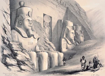 Ydersiden af det sydlige tempel, Ebsamboul, Nubia, c1850