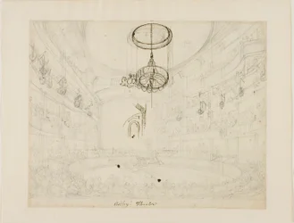 Studie til Astleys teater (recto); Studie til Crystal Chadeliers i Astleys amfiteater (verso)