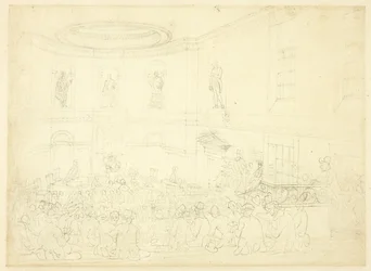 Studie til India House, the Sale Room, fra Microcosm of London