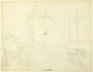 Studie til The Long Room, Custom House, fra Microcosm of London