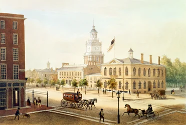 State House, Philadelphia, graveret af Deroy