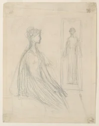 Undersøgelser for Violet Sargent Bronze Plaque i Art Institute of Chicago