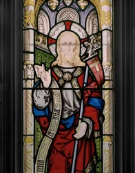 Christ Blessing, detalje, 1851 (farvet glas)