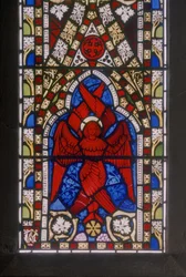 Kristus med serafer, detalje, ca. 1844 (farvet glas)