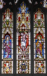 Korsfæstelse med hellige, 1851 (farvet glas)