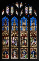 Begivenheder i Sankt Thomas Apostlens liv, ca. 1843 (farvet glas)