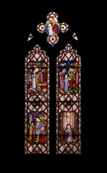 Jomfruens liv, ca. 1854 (farvet glas)
