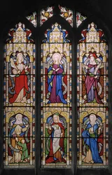 Ruth, Jomfru Maria, Sarah, Hannah, Dorcas og Anne, 1852 (farvet glas)