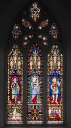 St. John The Evangelist, Virgin & Child, and St. George, ca. 1844 (farvet glas)