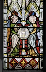 Virgin & Christ med scener fra hendes liv, detaljer, 1851 (farvet glas)