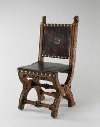 X-Frame Chair, lavet af John Webb, ca. 1847 (eg, læder og messing)