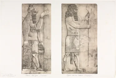 Monumenter af Ninevah: Plade 6, fiskeguden Nimroud, figur nær en indgang til Kouyunjik, 1853.