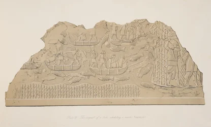 Erobringen af en stamme, der bor i en mose (Kouyunjik), fra Monuments of Nineveh, pub. 1849