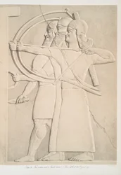 To bueskytter og en skjoldbærer, 1849