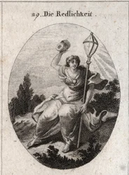 Allegori over loyalitet eller oprigtighed, der kaster en maske bort, et attribut for forstillelse og løgn. Dens emblem er en krystallanterne som symbol på lynet. Et hjerte er tegnet på dens bryst. Kobberstik i 