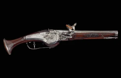 Kärnten (Ferlach) pistol med hjullåsemekanisme med et internt automatisk sikkerhedssystem, ca. 1650 (stål og valnød)