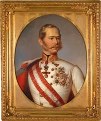 Portræt af Francois Joseph I af Østrig (1830-1916). Han har udsmykningen af ​​Det Gyldne Skind. Anonymt maleri, olie på lærred, omkring 1855. Østrigsk kunst