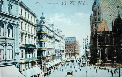 Postkort med Stefanspladsen og Stefanskatedralen, Wien