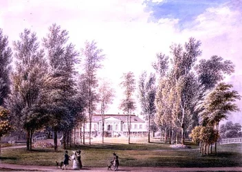 Udsigt over et landsted i en park, ca. 1815 (akvarel på papir)
