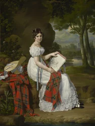 Kvinde tegner i et landskab, ca. 1830