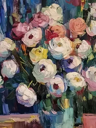 Farverige, malede blomster