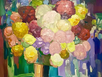 Farverig blomsterbuket
