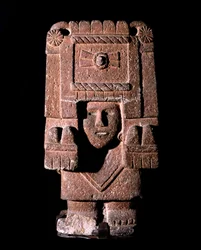 Aztekisk kunst: fremstilling af Chicomecoatl (kaldet ausi Xilonen), gudinde for jomfruen og frugtbarheden. Nationalmuseet for antropologi, Mexico