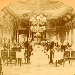The Great Dining Hall, Windsor Hotel, siges at være den fineste i verden, Montreal, Canada, 1894.